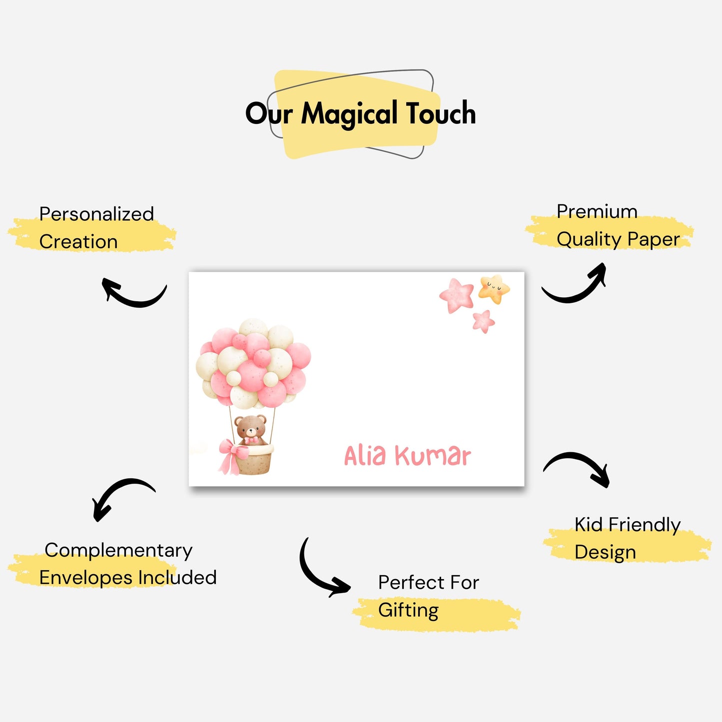 Personalized Notecard - Teddy Pink