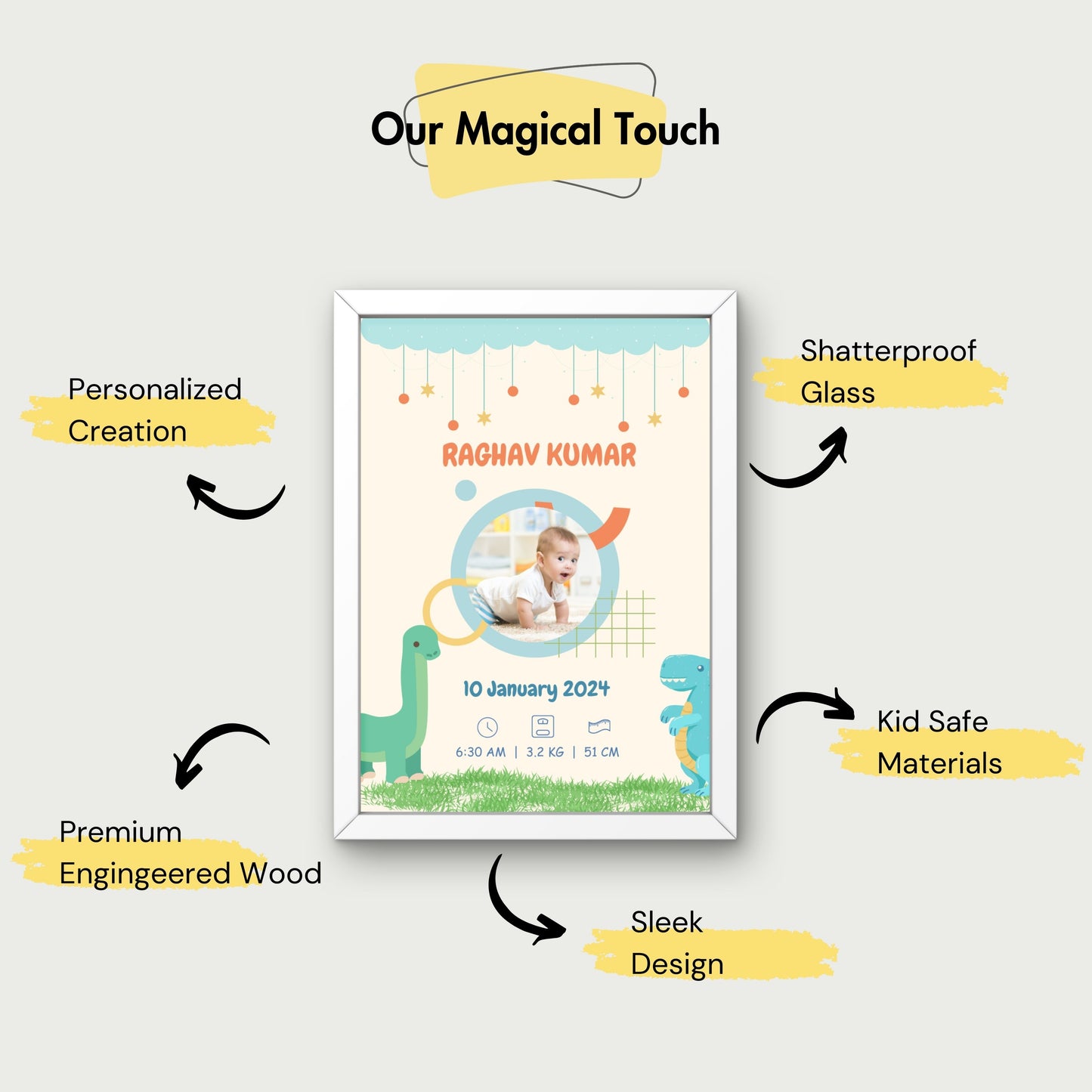 Personalized Birth Frame - Dinosaur