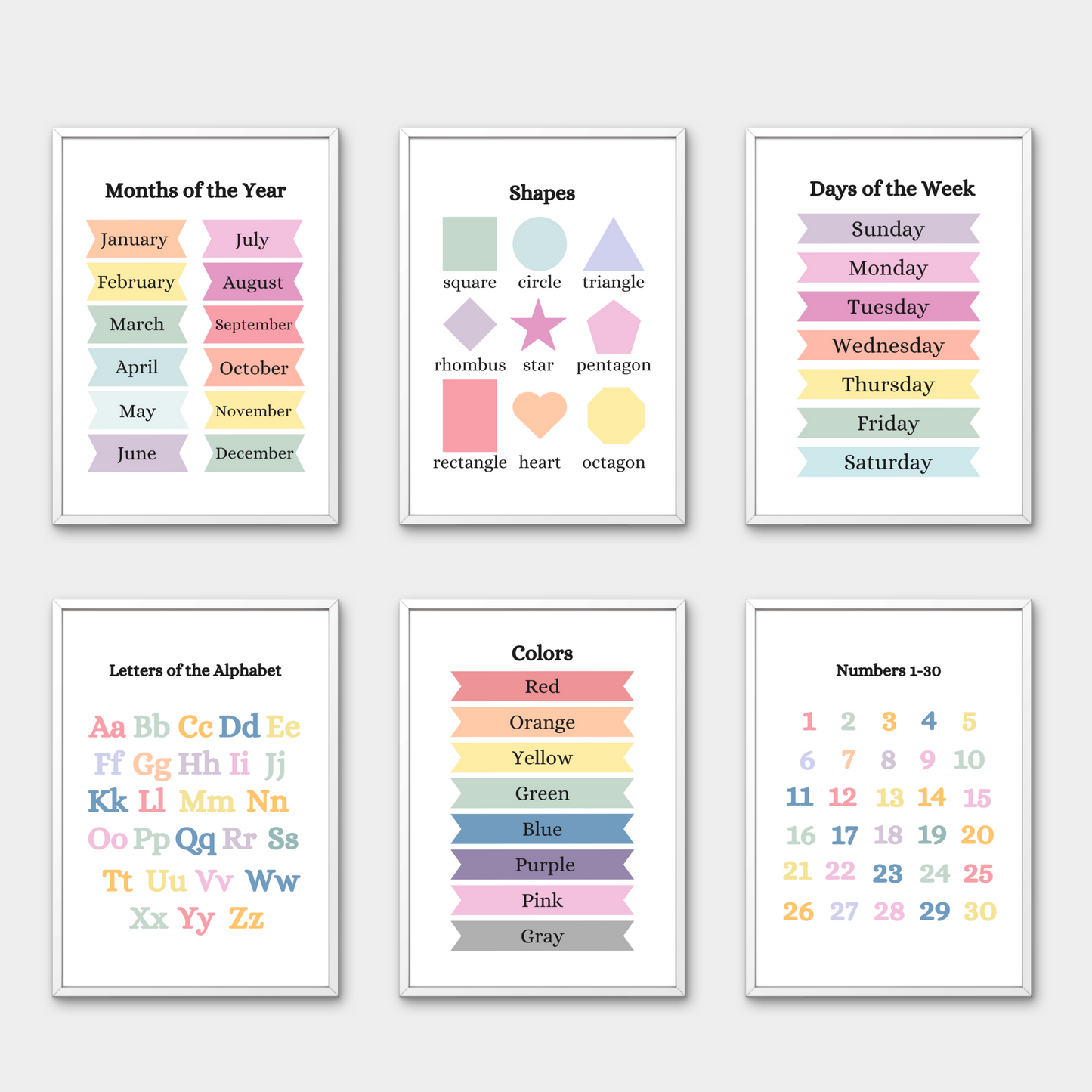 Wall Art - Educational 3 (Framed Set of 6)