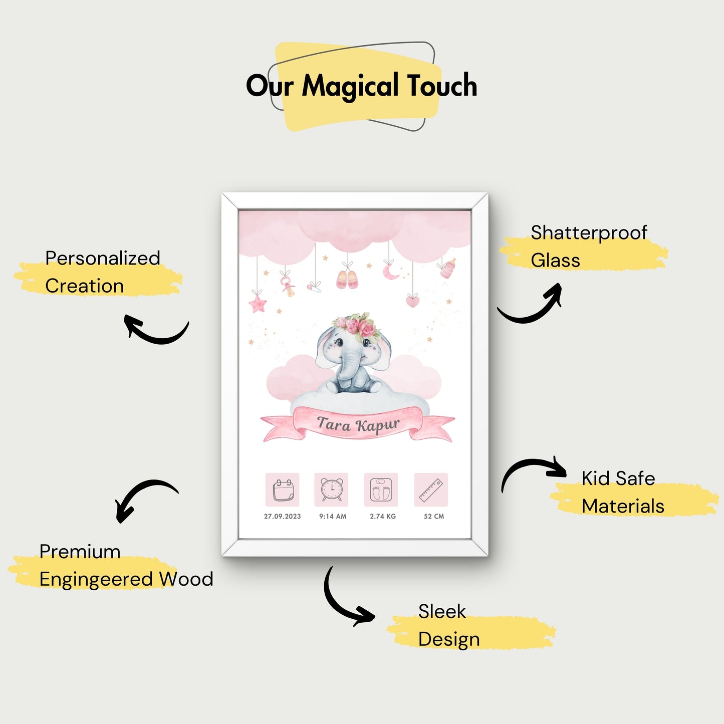 Personalized Birth Frame - Elephant