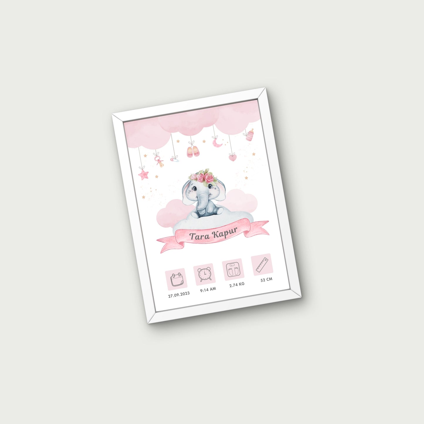 Personalized Birth Frame - Elephant