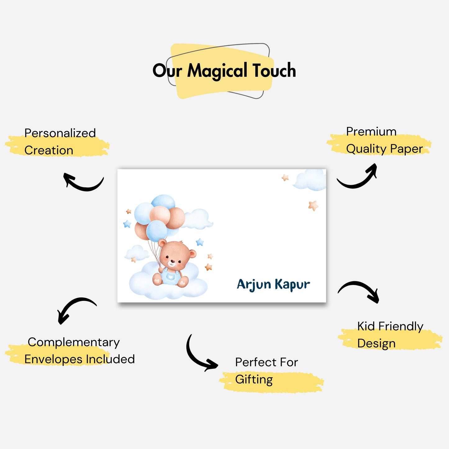 Personalized Notecard - Teddy Blue