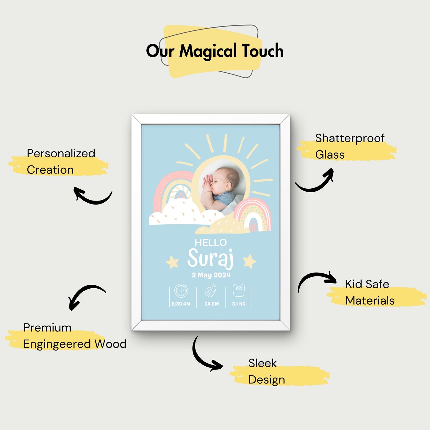 Personalized Birth Frame - Rainbow