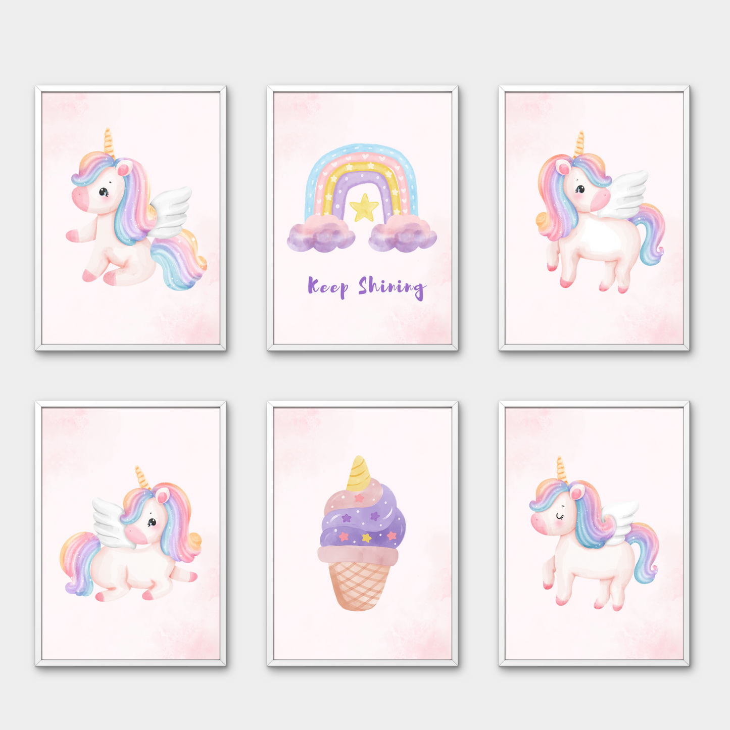 Wall Art - Unicorn 2 (Framed Set of 6)