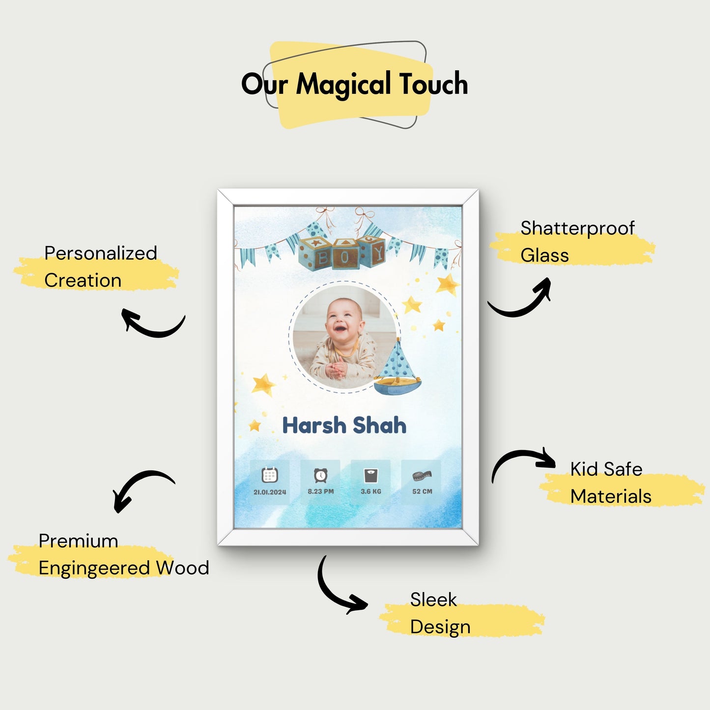 Personalized Birth Frame - Boat