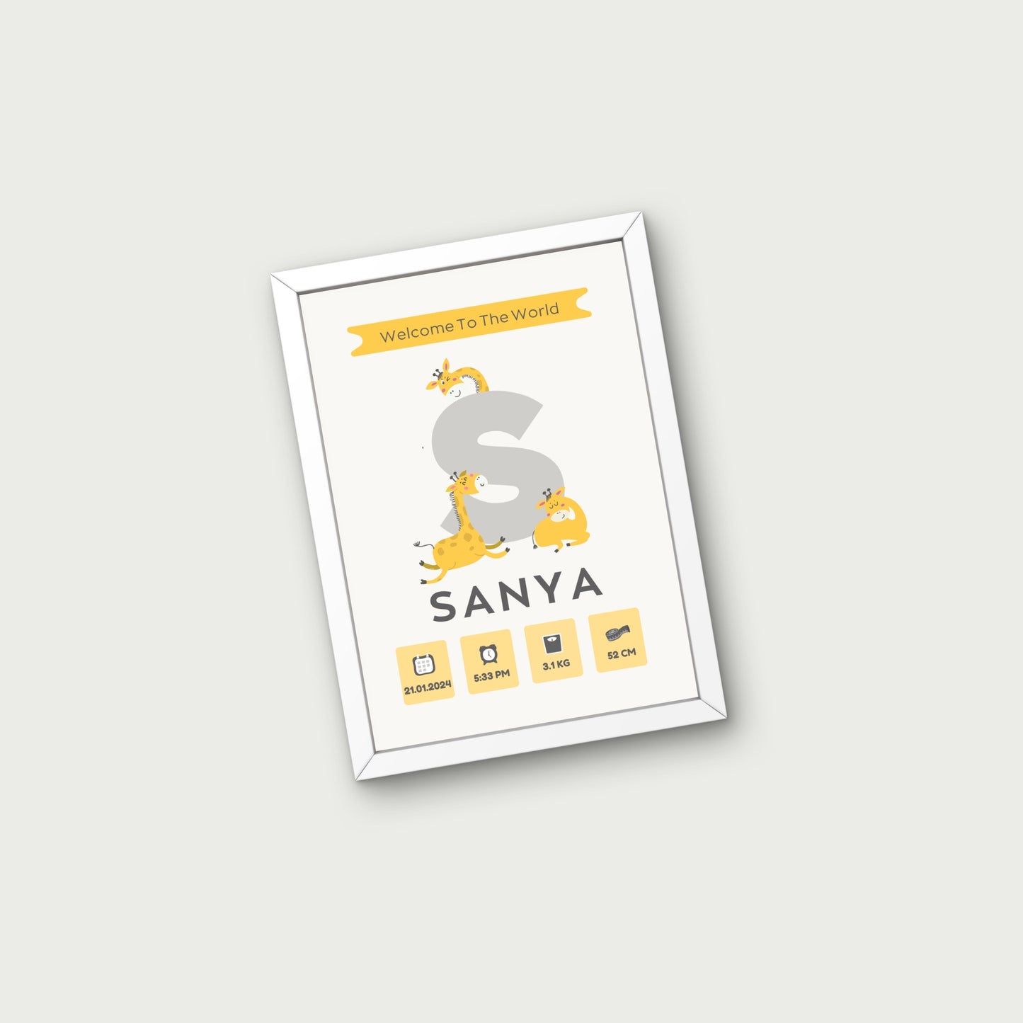 Personalized Birth Frame - Giraffe