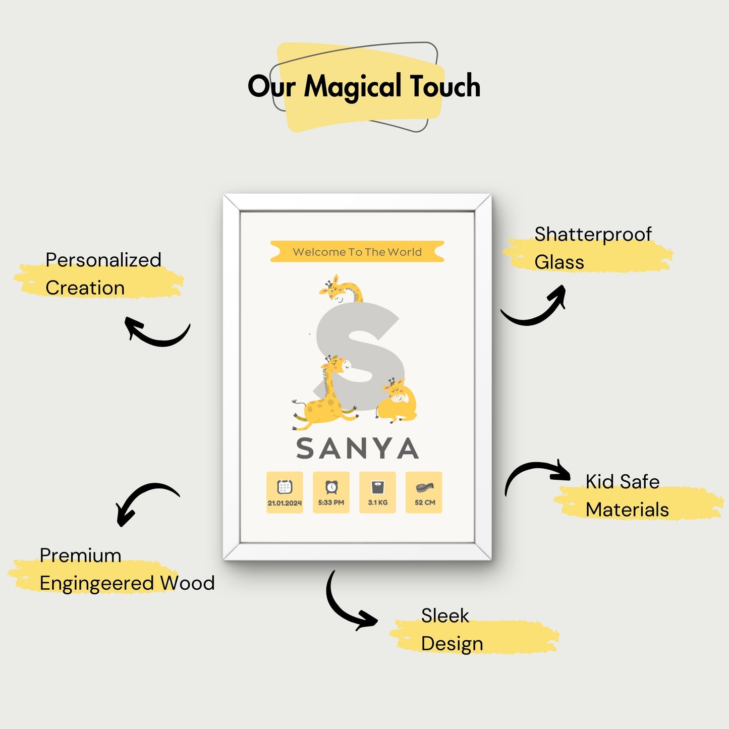 Personalized Birth Frame - Giraffe