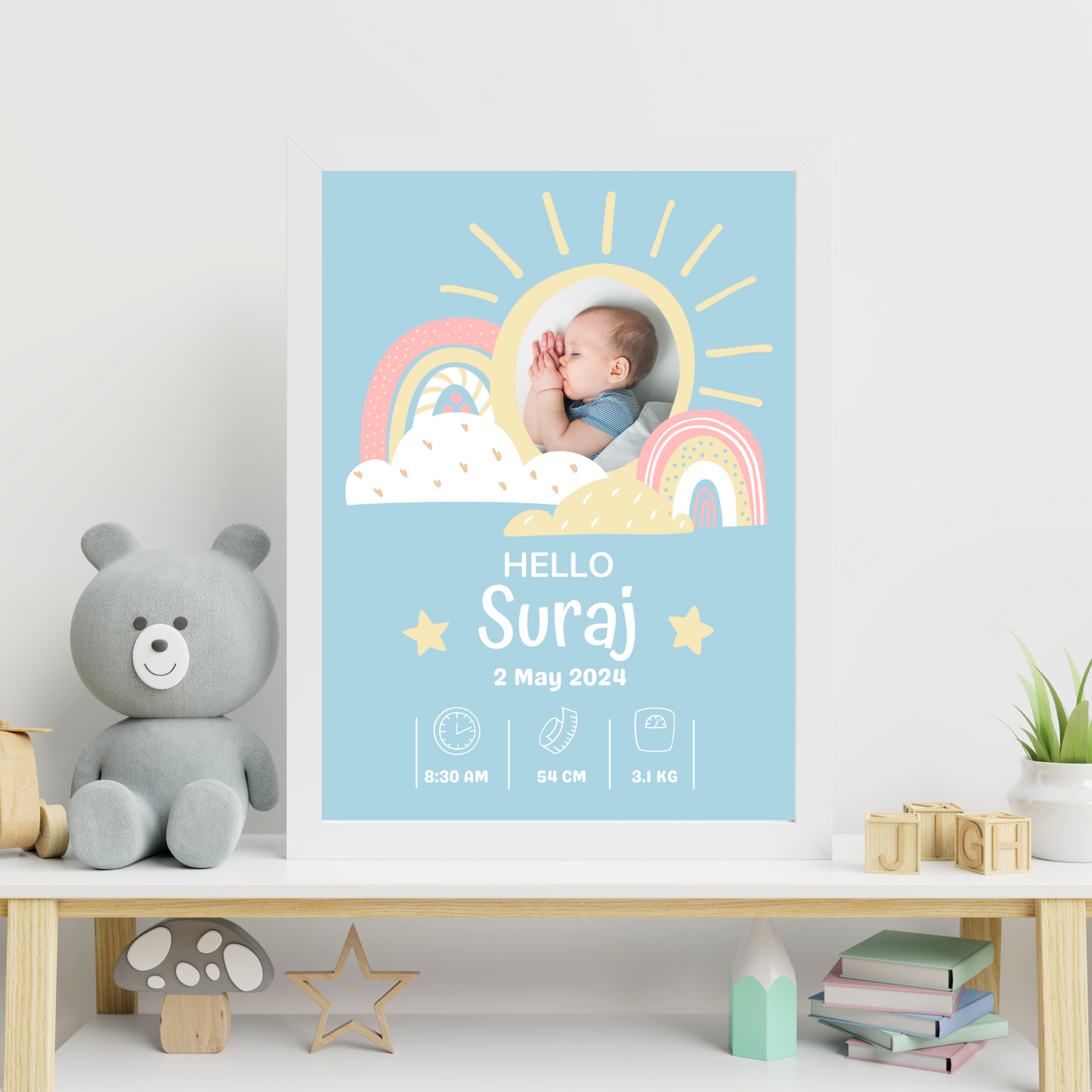 Personalized Birth Frame - Rainbow