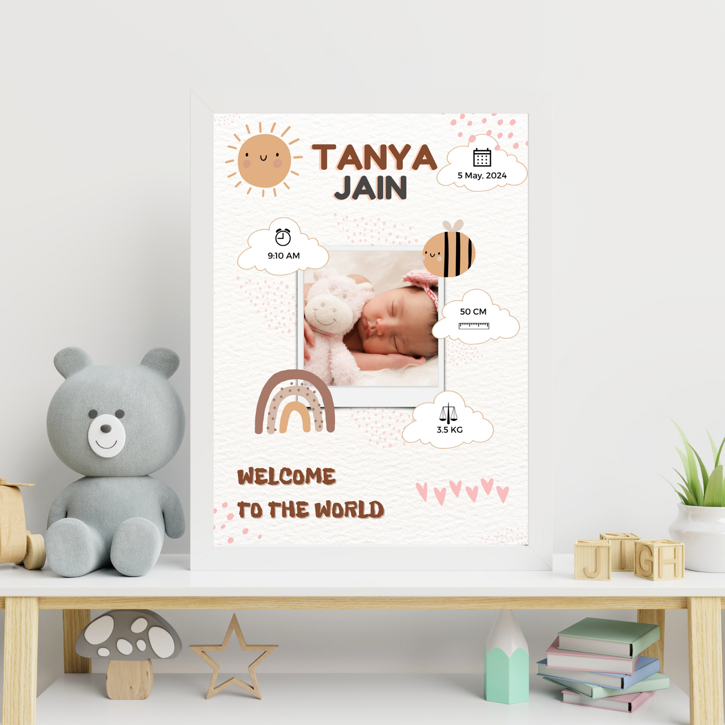 Personalized Birth Frame - Bee