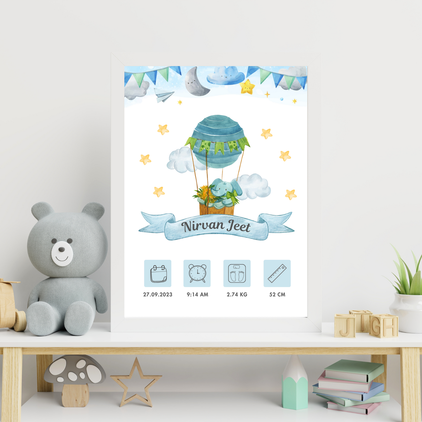 Personalized Birth Frame - Hot Air Balloon