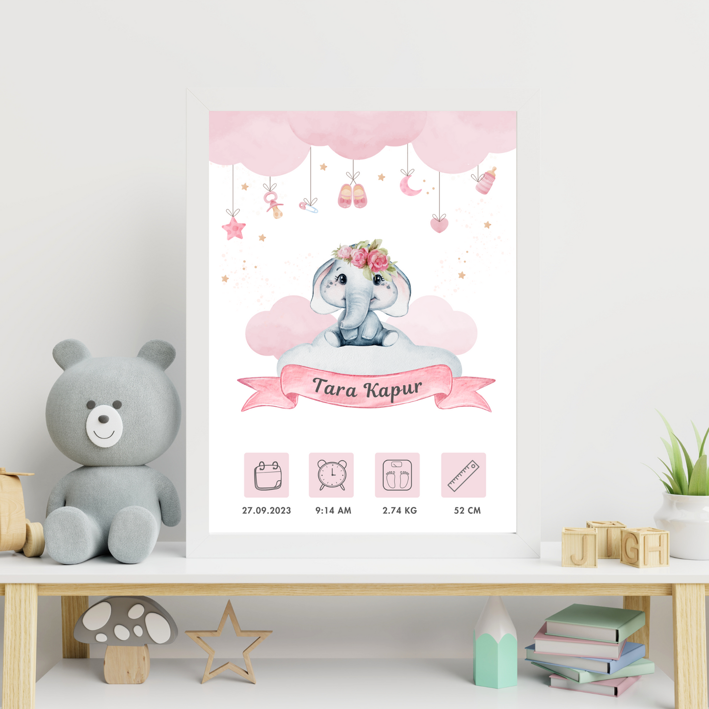 Personalized Birth Frame - Elephant