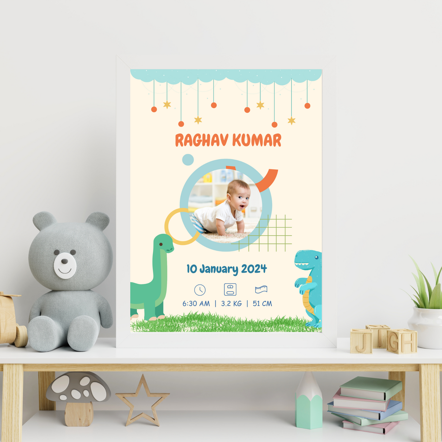 Personalized Birth Frame - Dinosaur