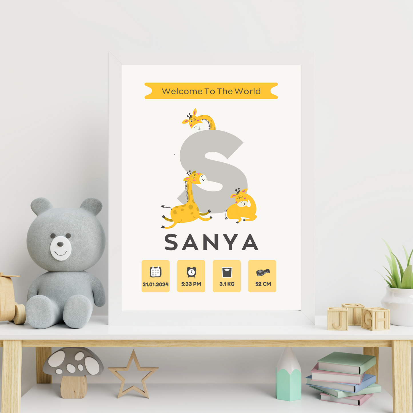 Personalized Birth Frame - Giraffe