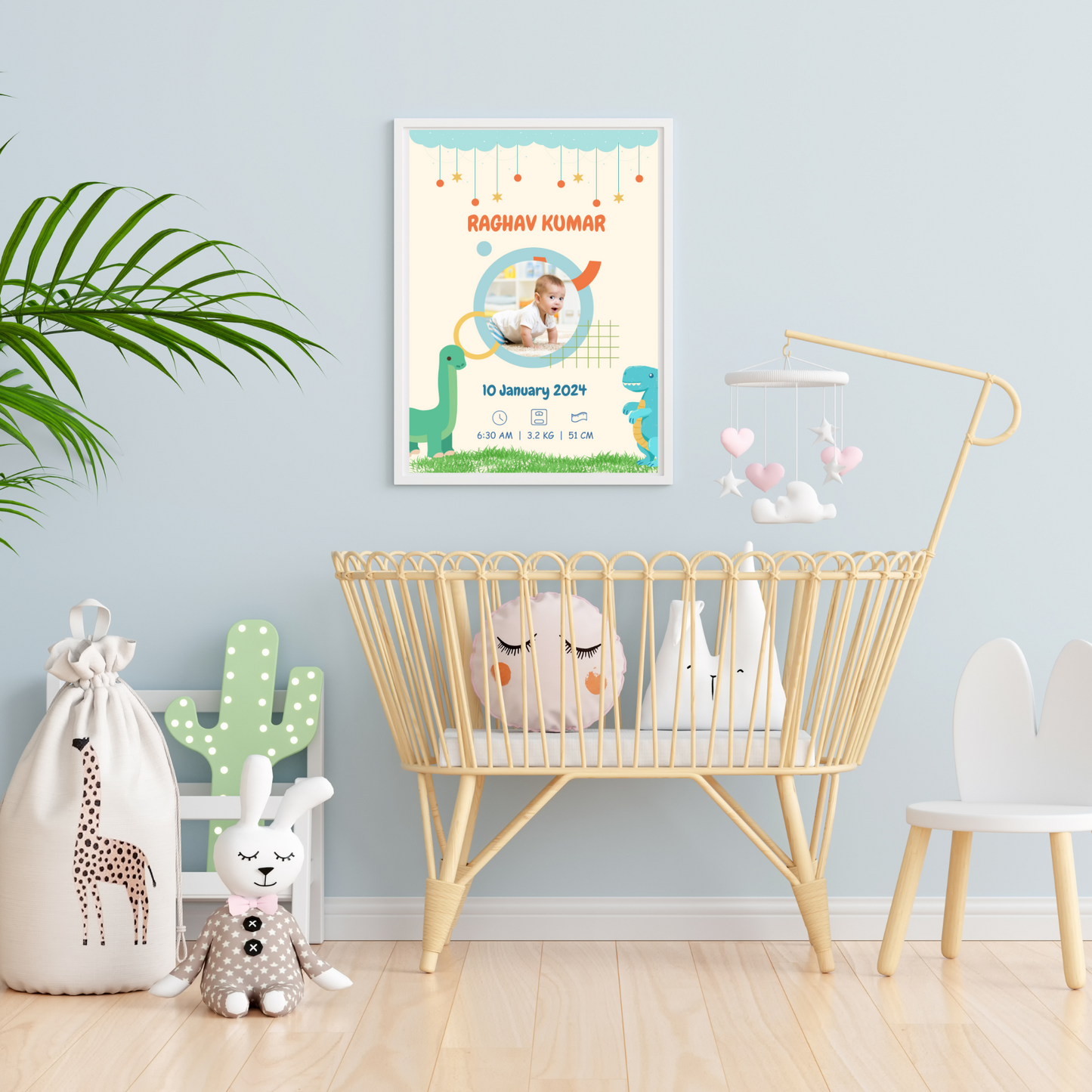 Personalized Birth Frame - Dinosaur