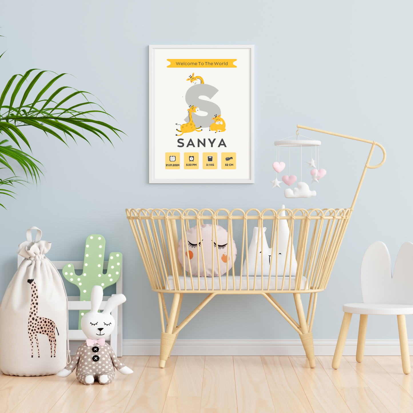 Personalized Birth Frame - Giraffe