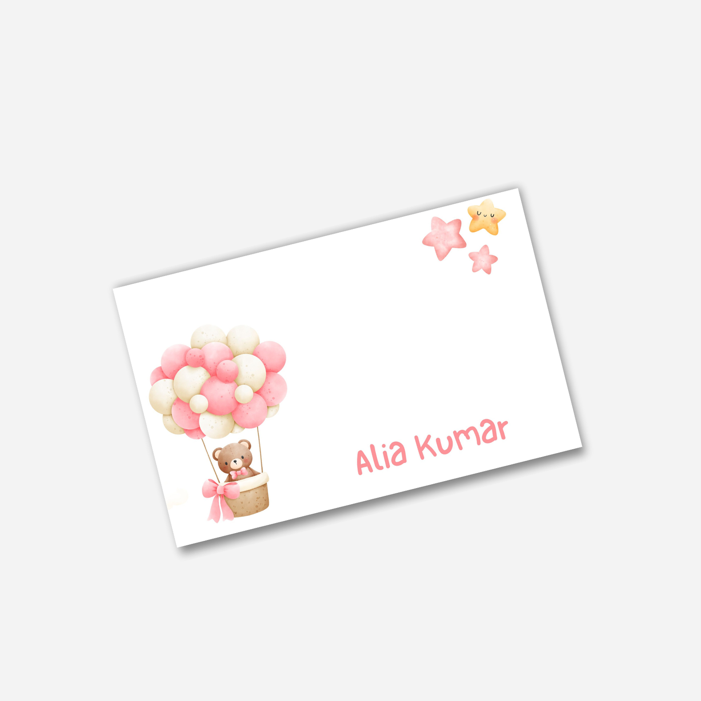 Personalized Notecard - Teddy Pink