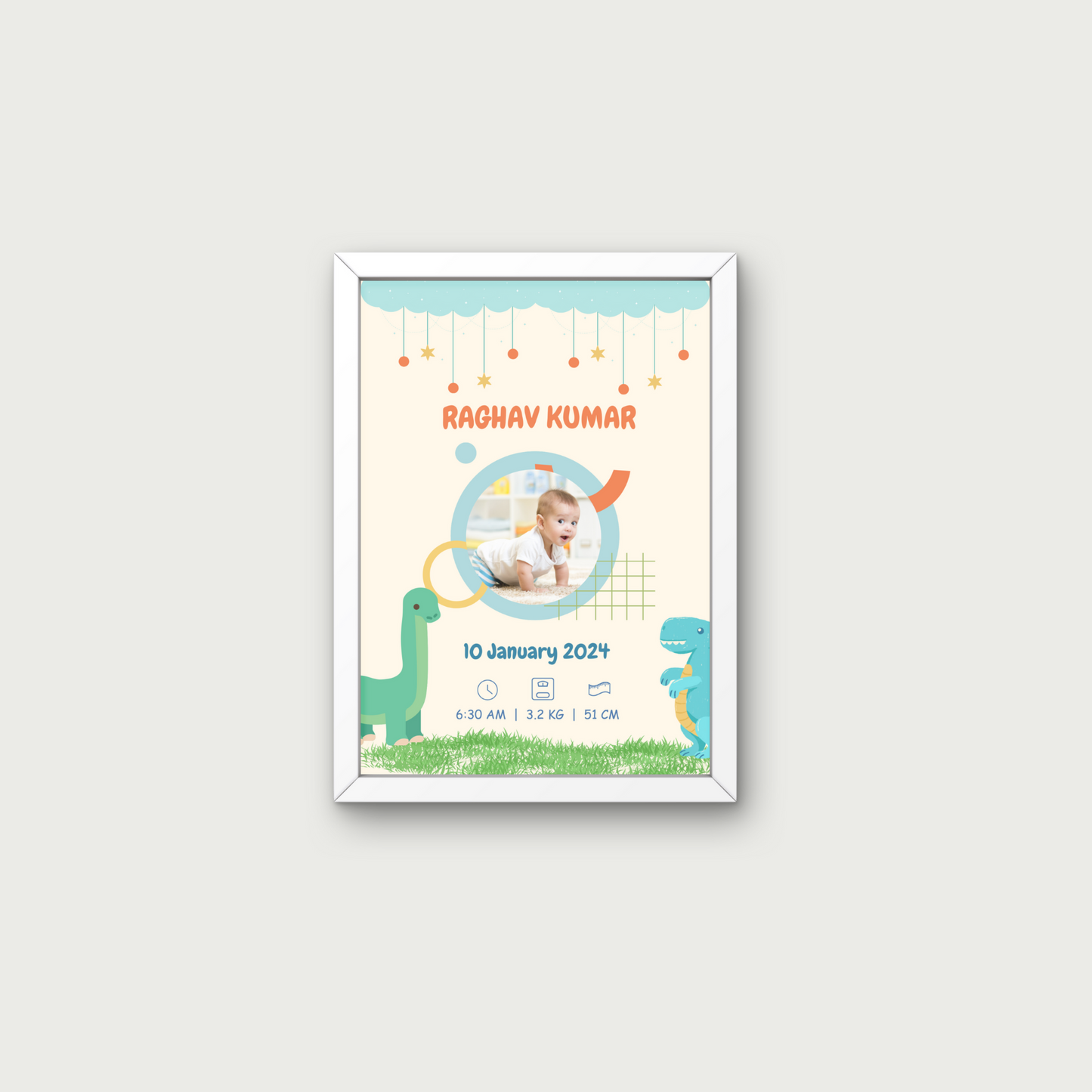 Personalized Birth Frame - Dinosaur