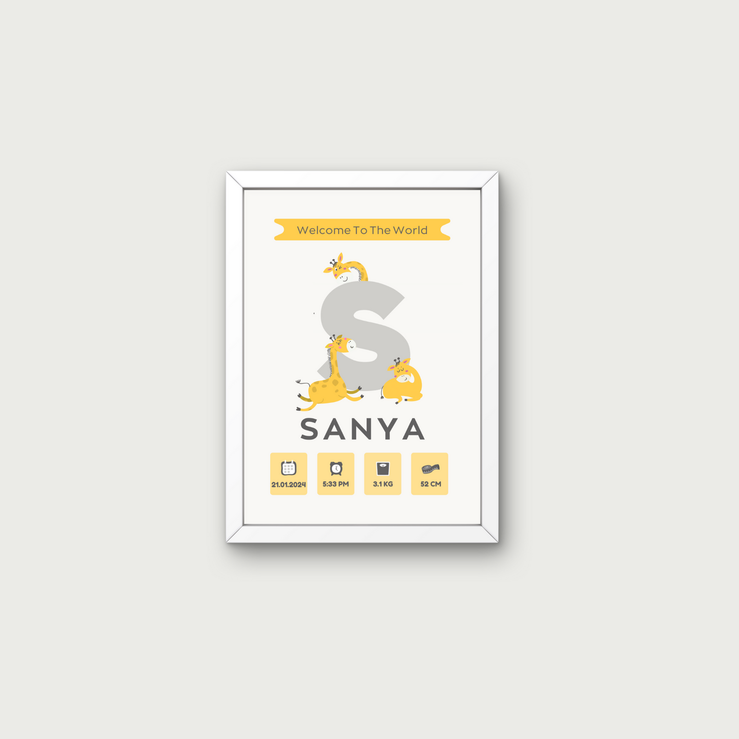 Personalized Birth Frame - Giraffe