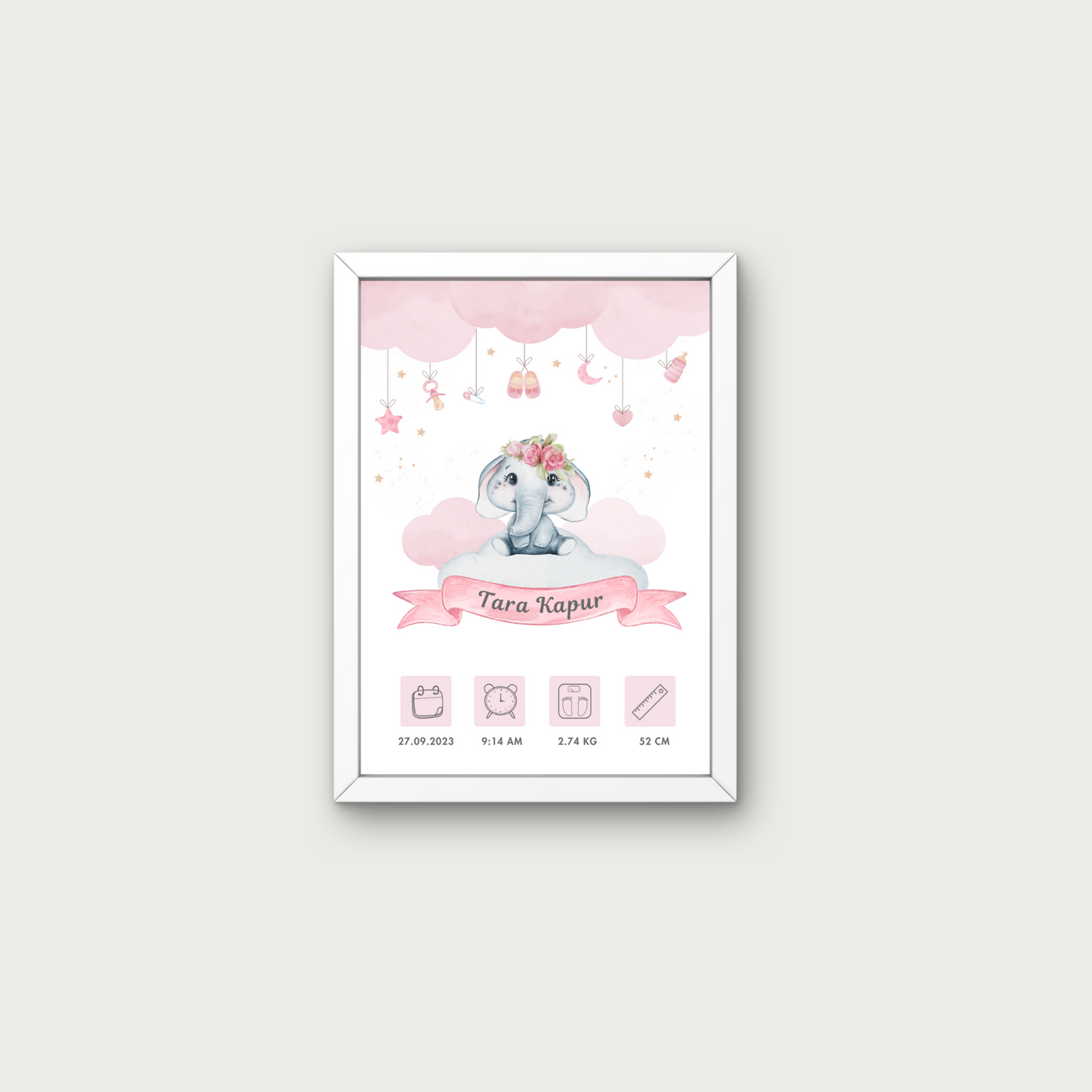 Personalized Birth Frame - Elephant