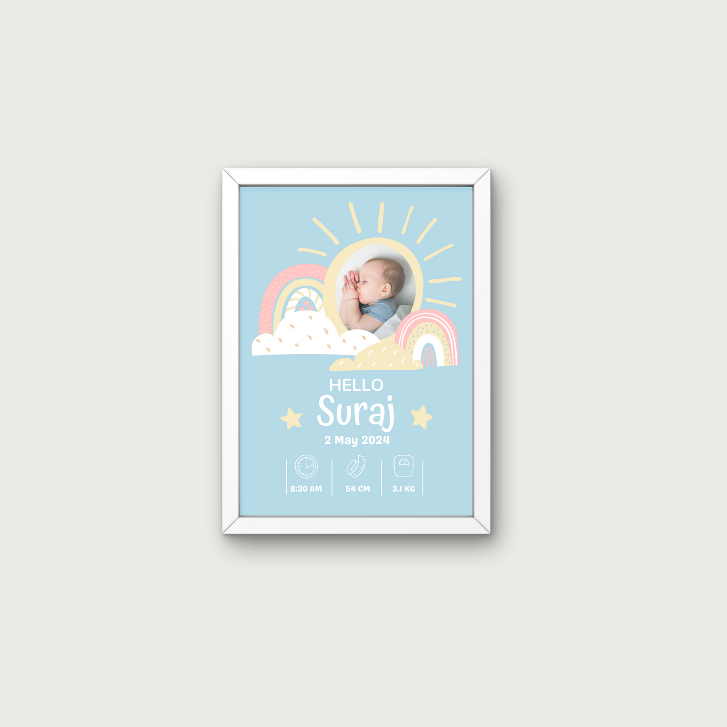 Personalized Birth Frame - Rainbow